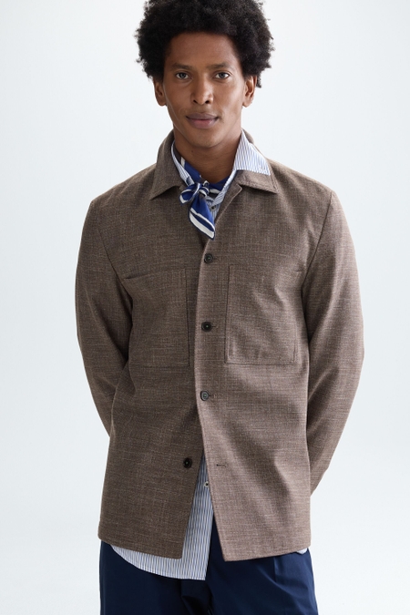 TEXTURED COTTON FALSE PLAIN OVERSHIRT