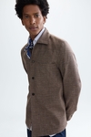 Textured cotton false plain overshirt