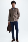 Textured cotton false plain overshirt