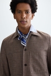 Textured cotton false plain overshirt