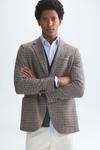 Cotton houndstooth relaxed fit blazer