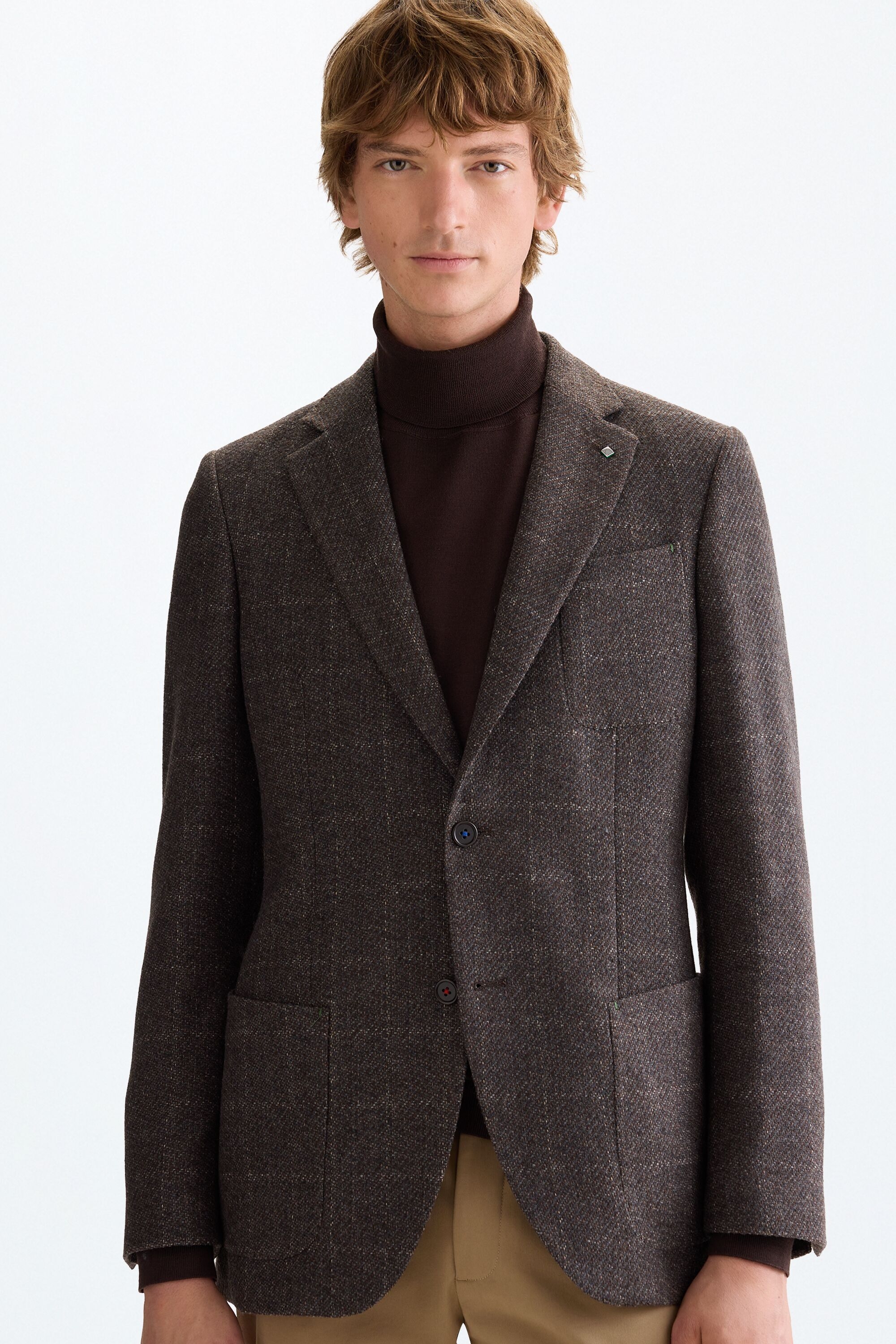Windowpane check wool relaxed fit blazer