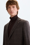 Windowpane check wool relaxed fit blazer