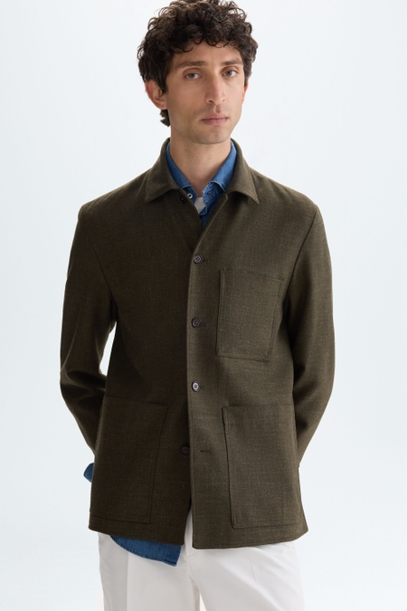 TEXTURED WOOL COTTON OVERSHIRT