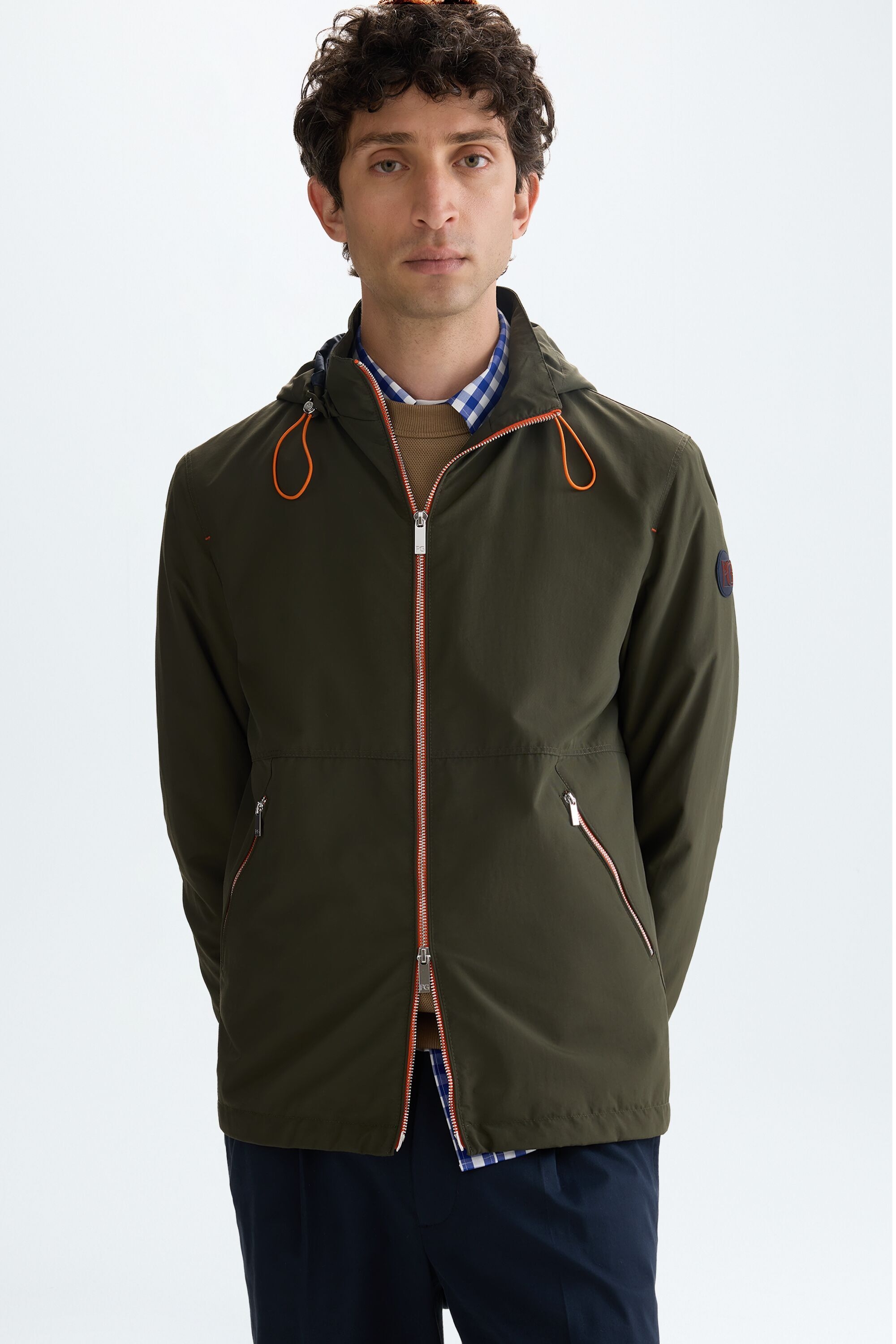 Hooded technical nylon jacket