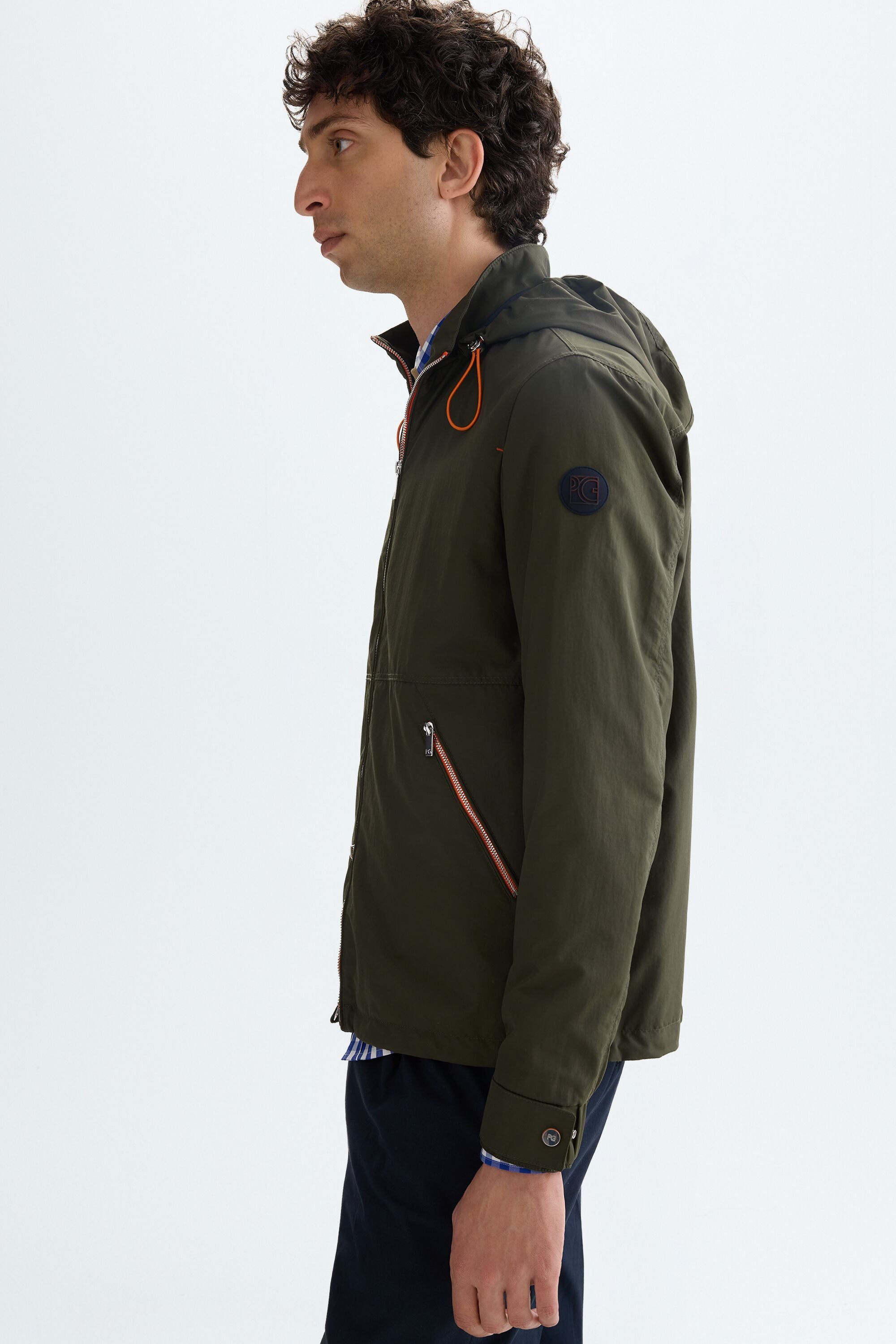Hooded technical nylon jacket khaki - Purificacion Garcia United