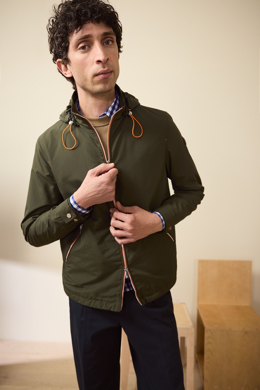 HOODED TECHNICAL NYLON JACKET