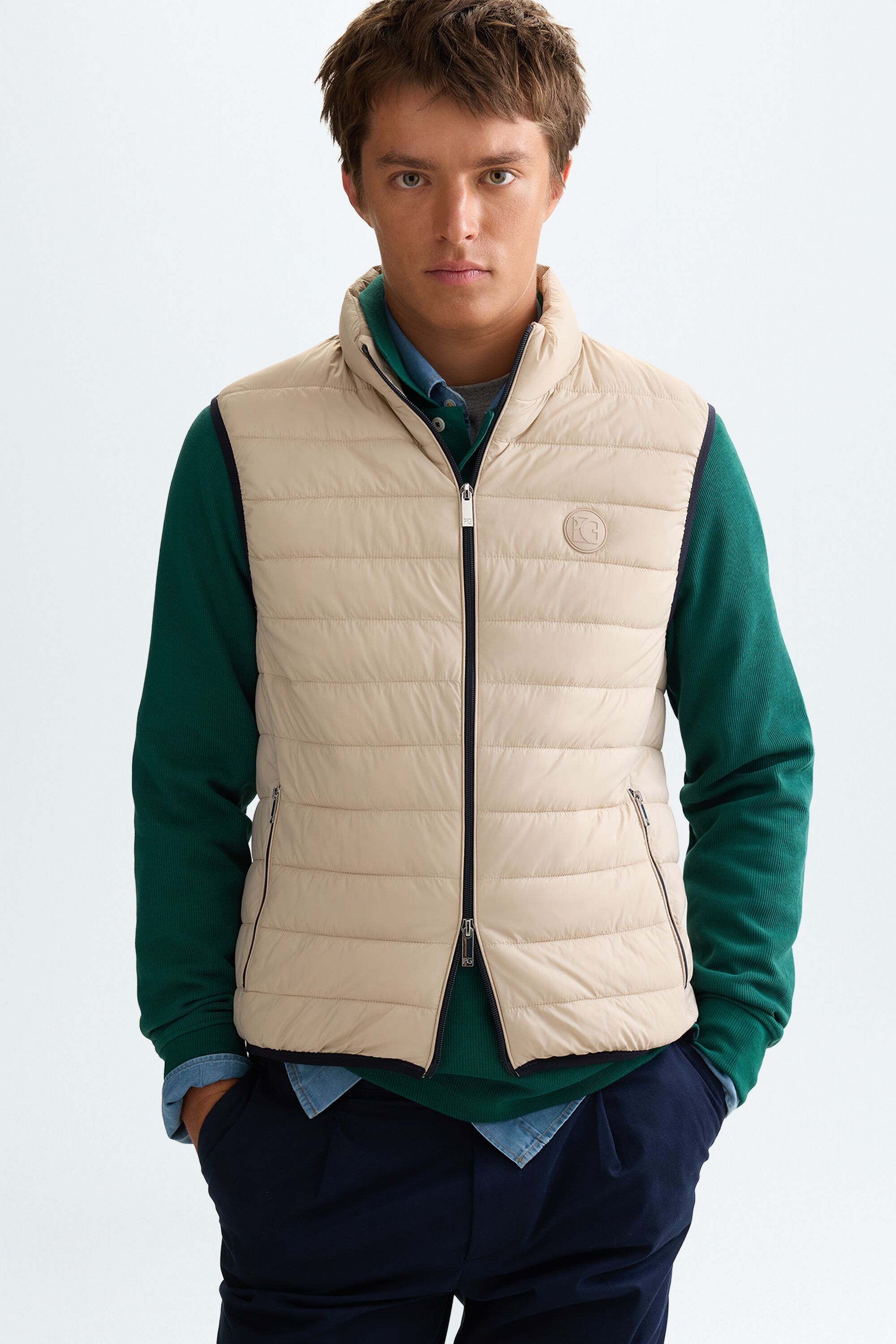 Quilted technical nylon gilet