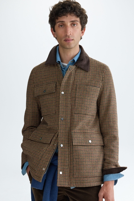 WOOL FOUR POCKET HOUNDSTOOTH JACKET