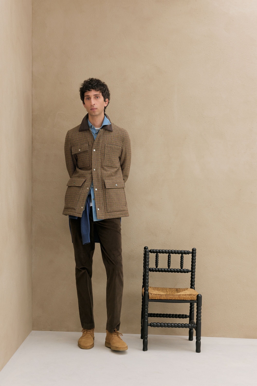 WOOL FOUR POCKET HOUNDSTOOTH JACKET