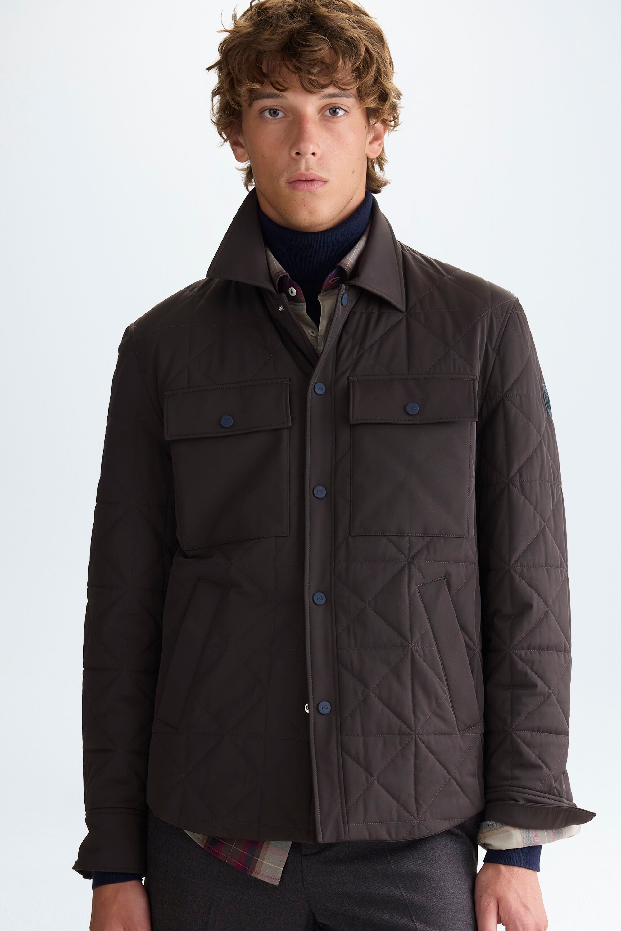 Sobrecamisa nylon acolchado Origami - MARRÓN