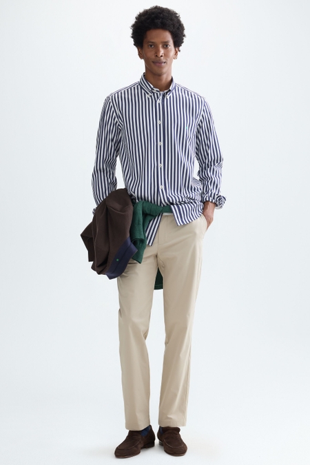 COTTON TWILL REGULAR FIT CHINO TROUSERS