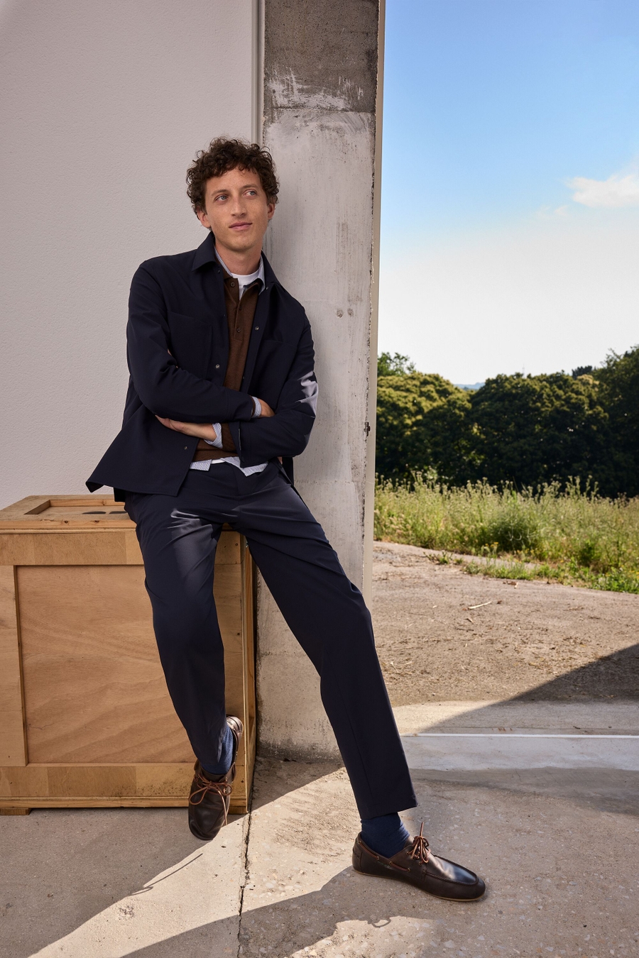 TECHNICAL NYLON RELAXED FIT SUIT TROUSERS