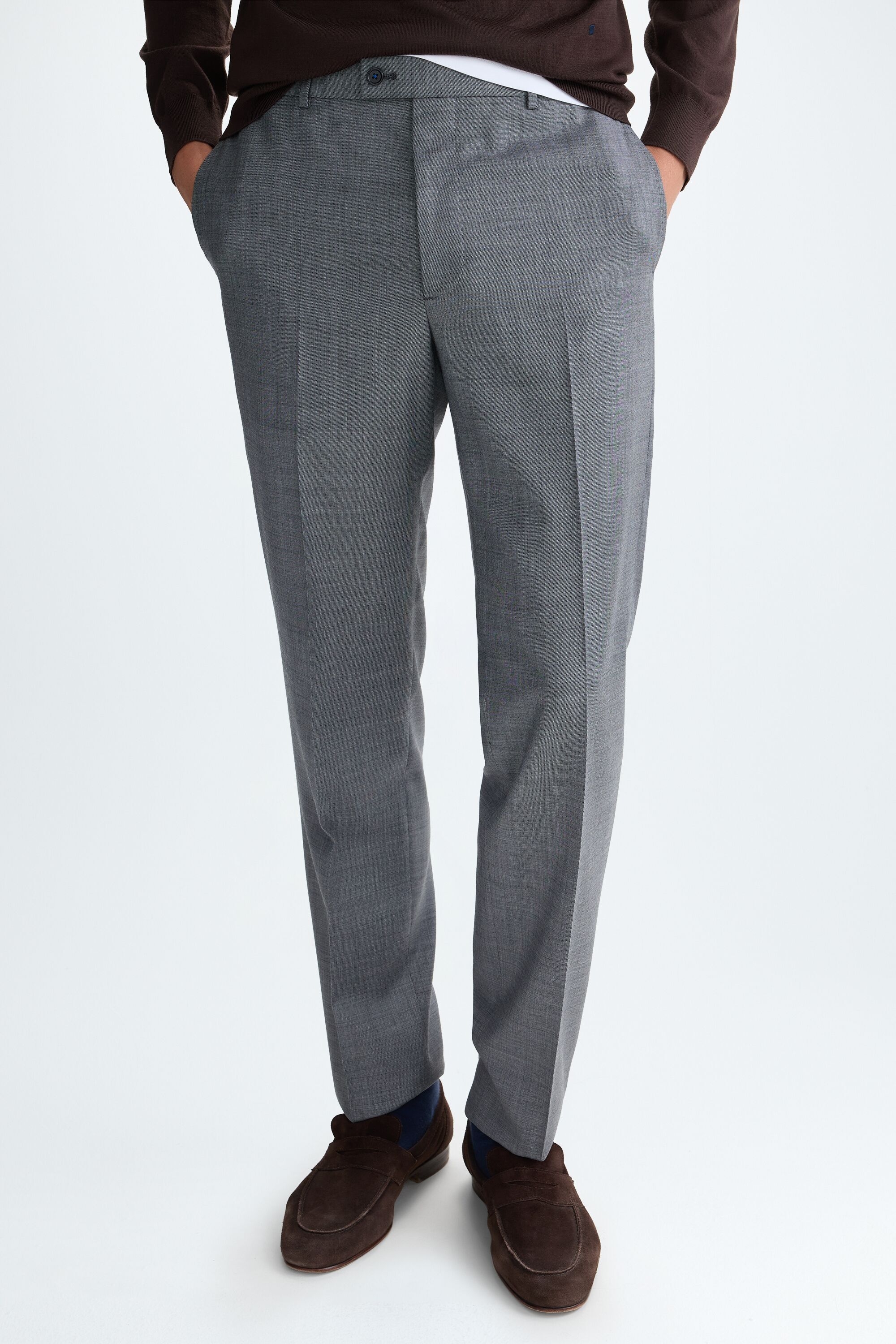 Tropical wool classic fit suit trousers