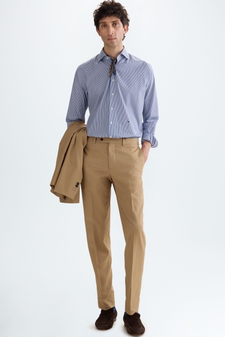COTTON TWILL CLASSIC FIT SUIT TROUSERS
