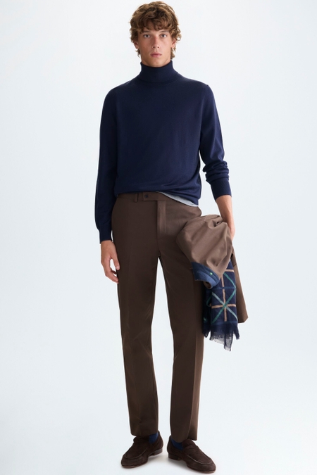 WOOL TWILL CLASSIC FIT SUIT TROUSERS