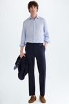 Textured wool classic fit suit trousers