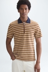 Striped jersey polo shirt