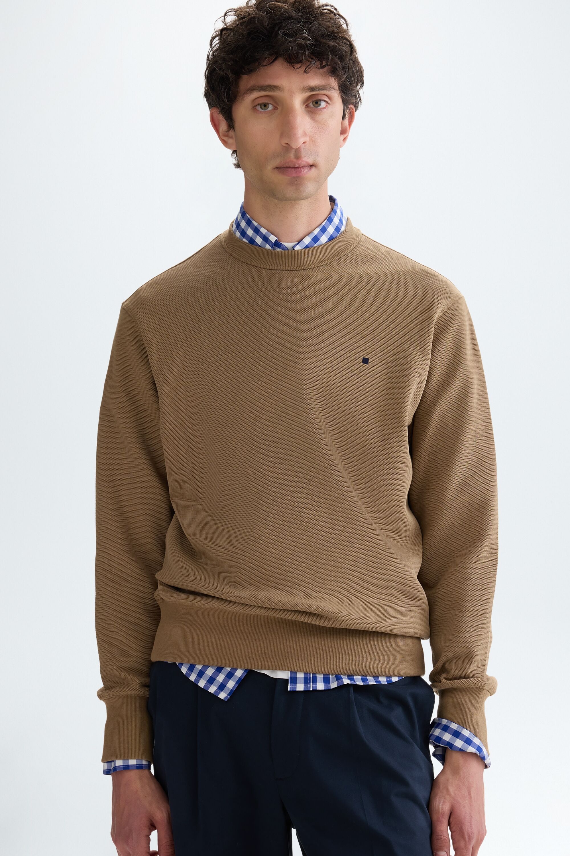 Textured jacquard sweatshirt - CAMEL