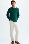 Polo collar ribbed sweatshirt