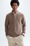Polo collar fleece sweatshirt