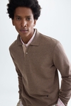 Polo collar fleece sweatshirt