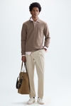 Polo collar fleece sweatshirt