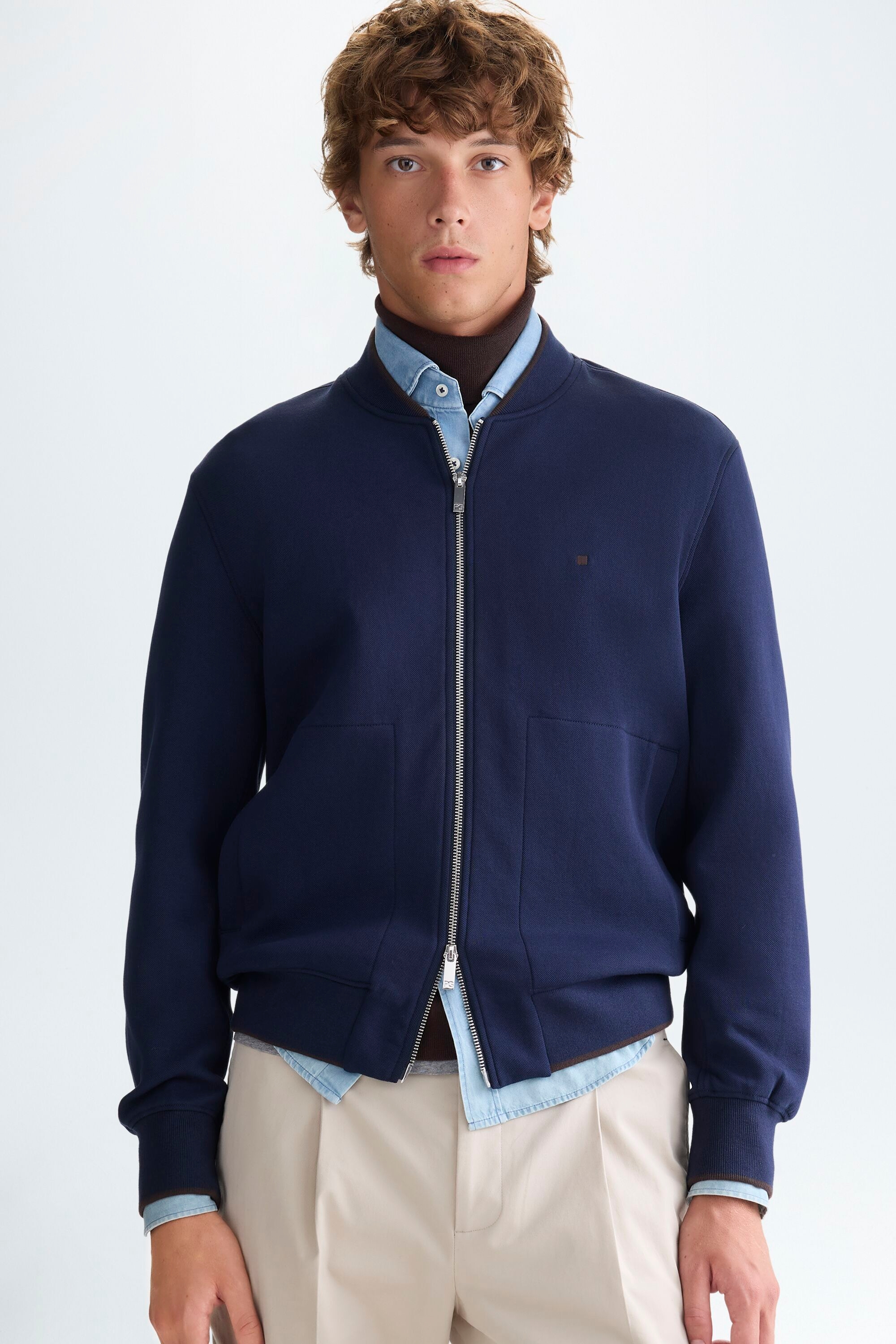 Chaqueta bomber piqué técnico - AZUL MARINO