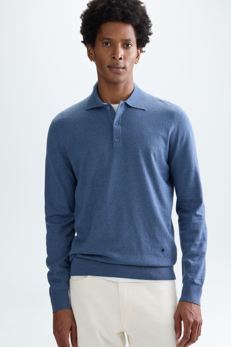COTTON WOOL KNIT POLO SHIRT