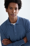 Cotton wool knit polo shirt