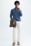 Cotton wool knit polo shirt
