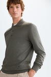 Cotton wool knit polo shirt