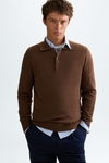 Cotton wool knit polo shirt