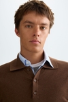 Cotton wool knit polo shirt