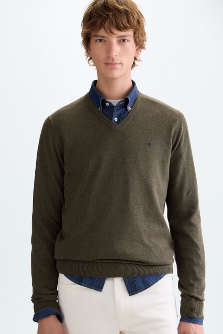 COTTON V-NECK SWEATER