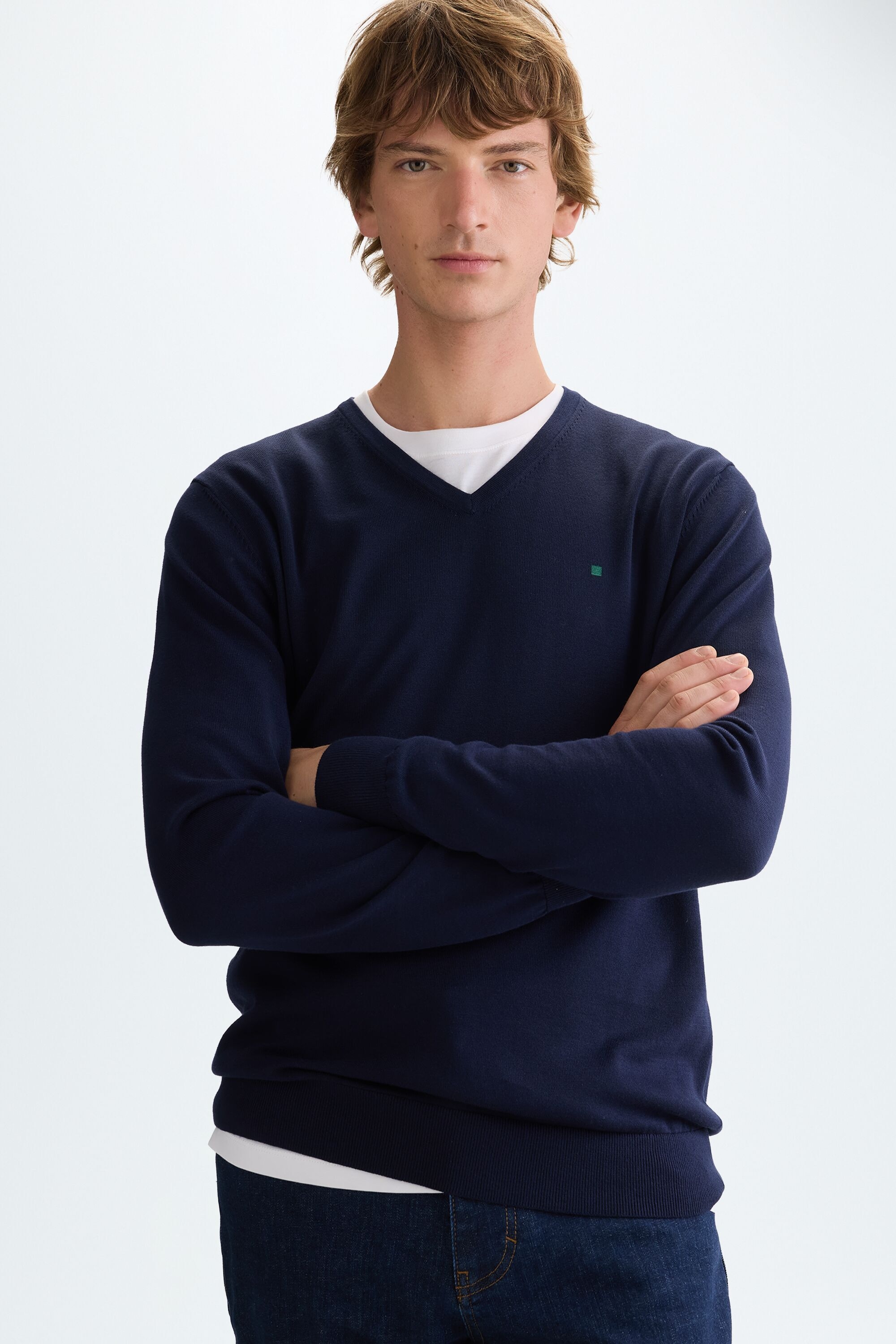 Pima cotton V-neck sweater