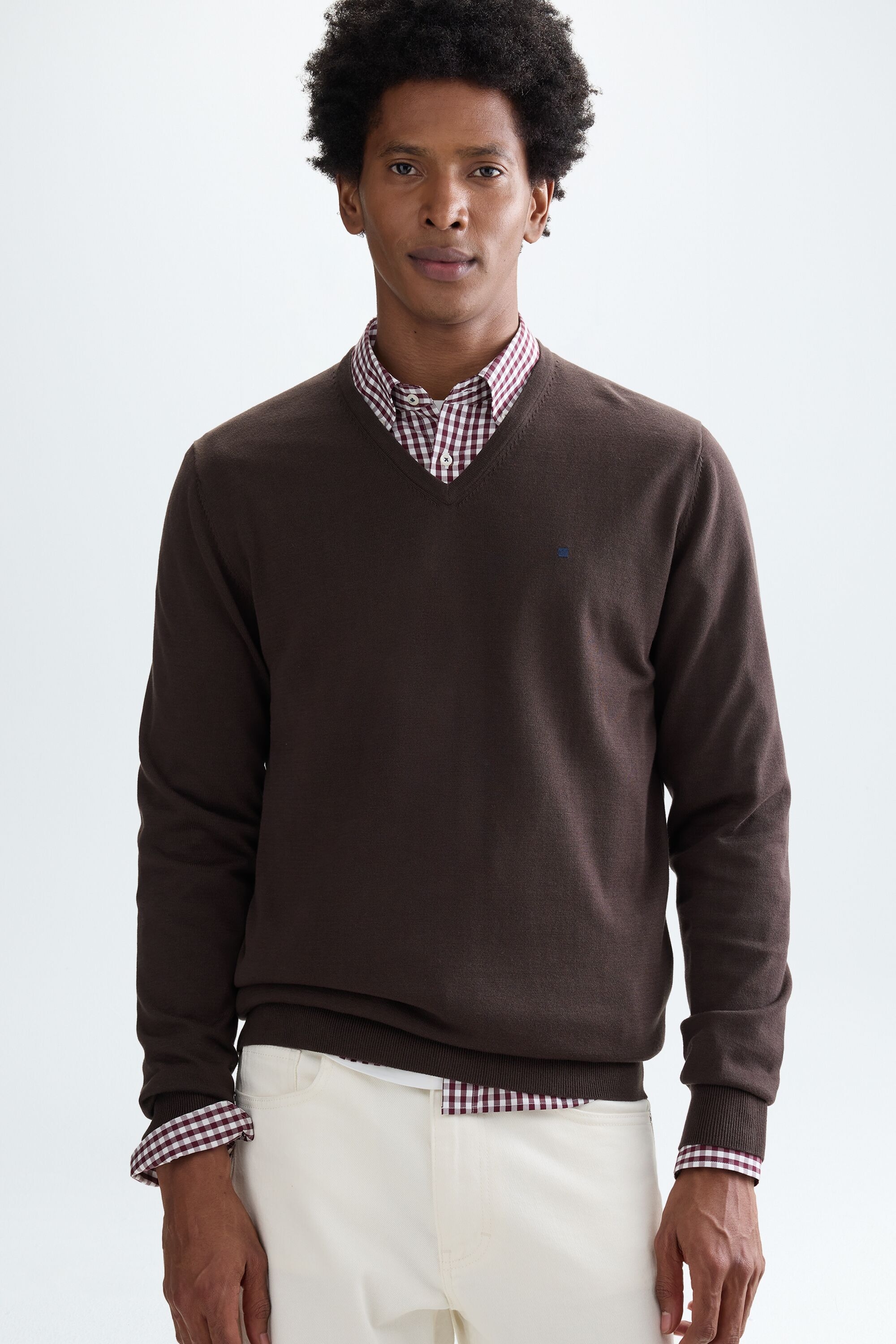 Pima cotton V-neck sweater