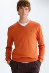 Pima cotton V-neck sweater