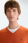 Pima cotton V-neck sweater