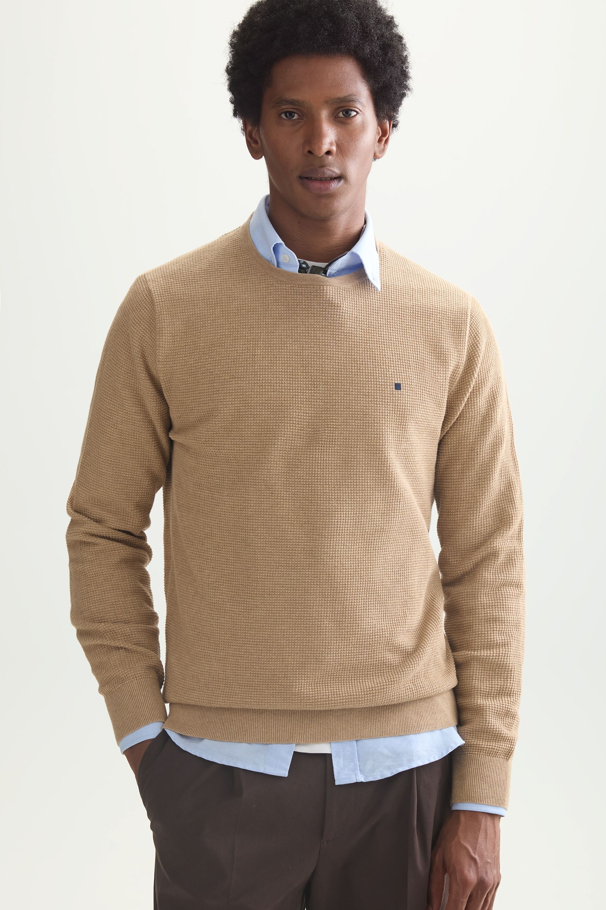 Textured cotton sweater