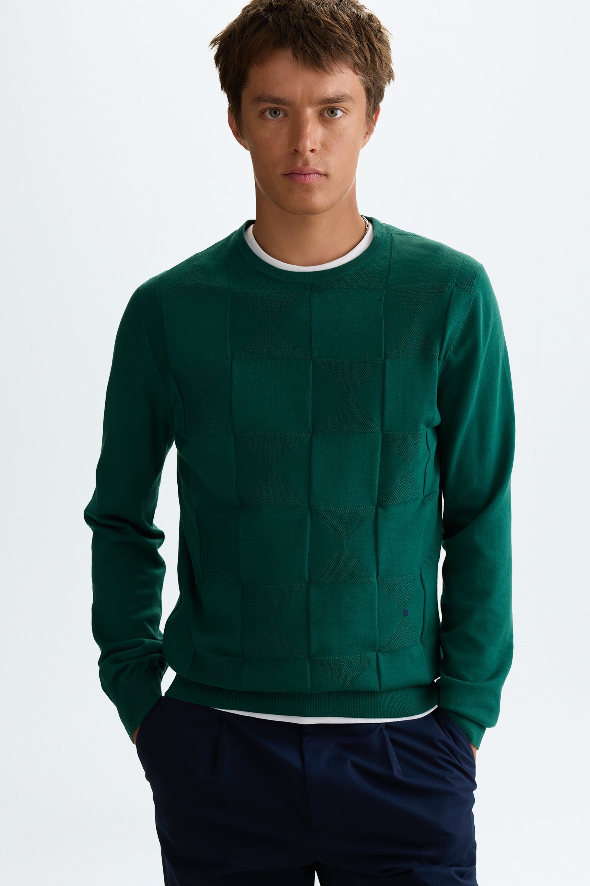Origami textured pima cotton sweater