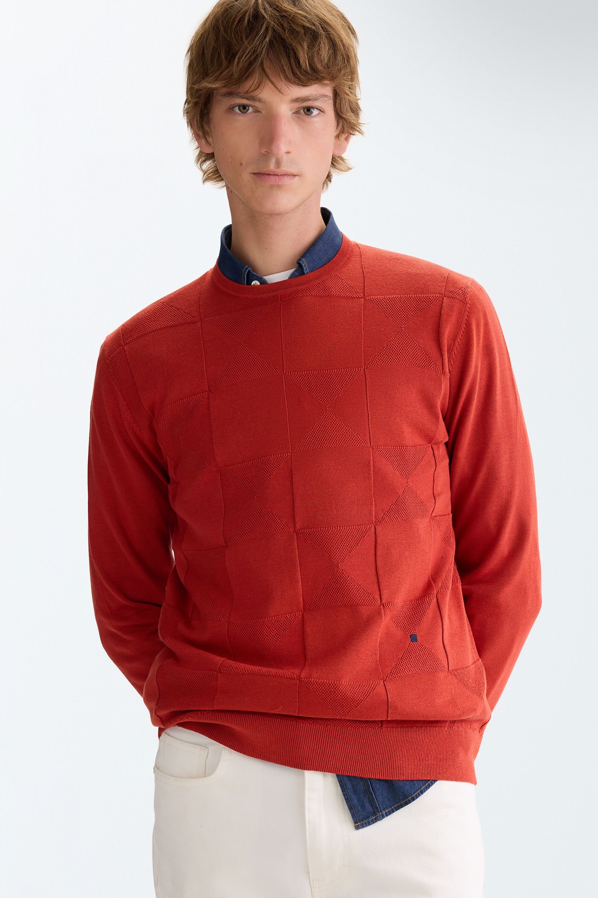 Origami textured pima cotton sweater