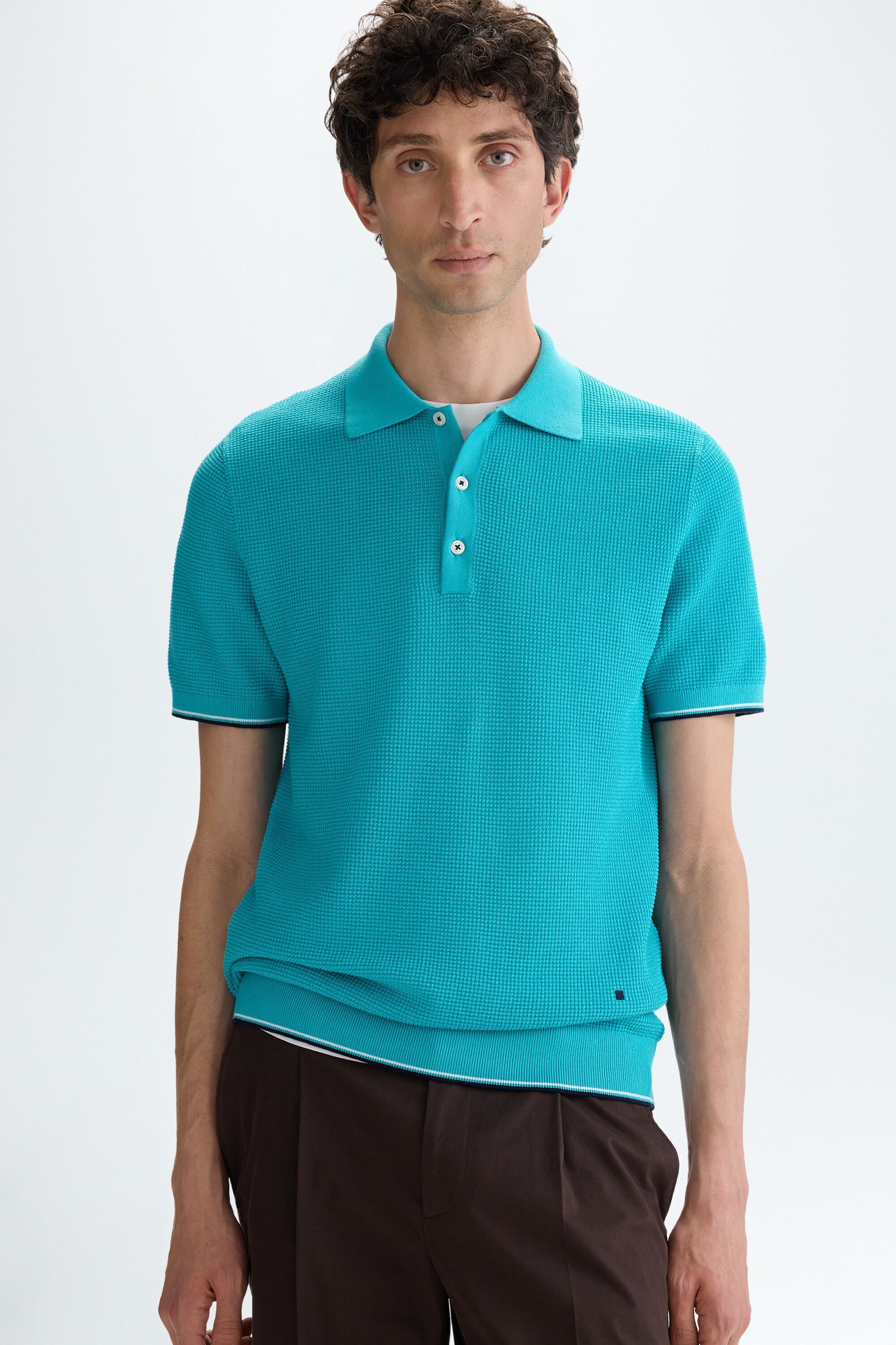 Textured knit polo shirt