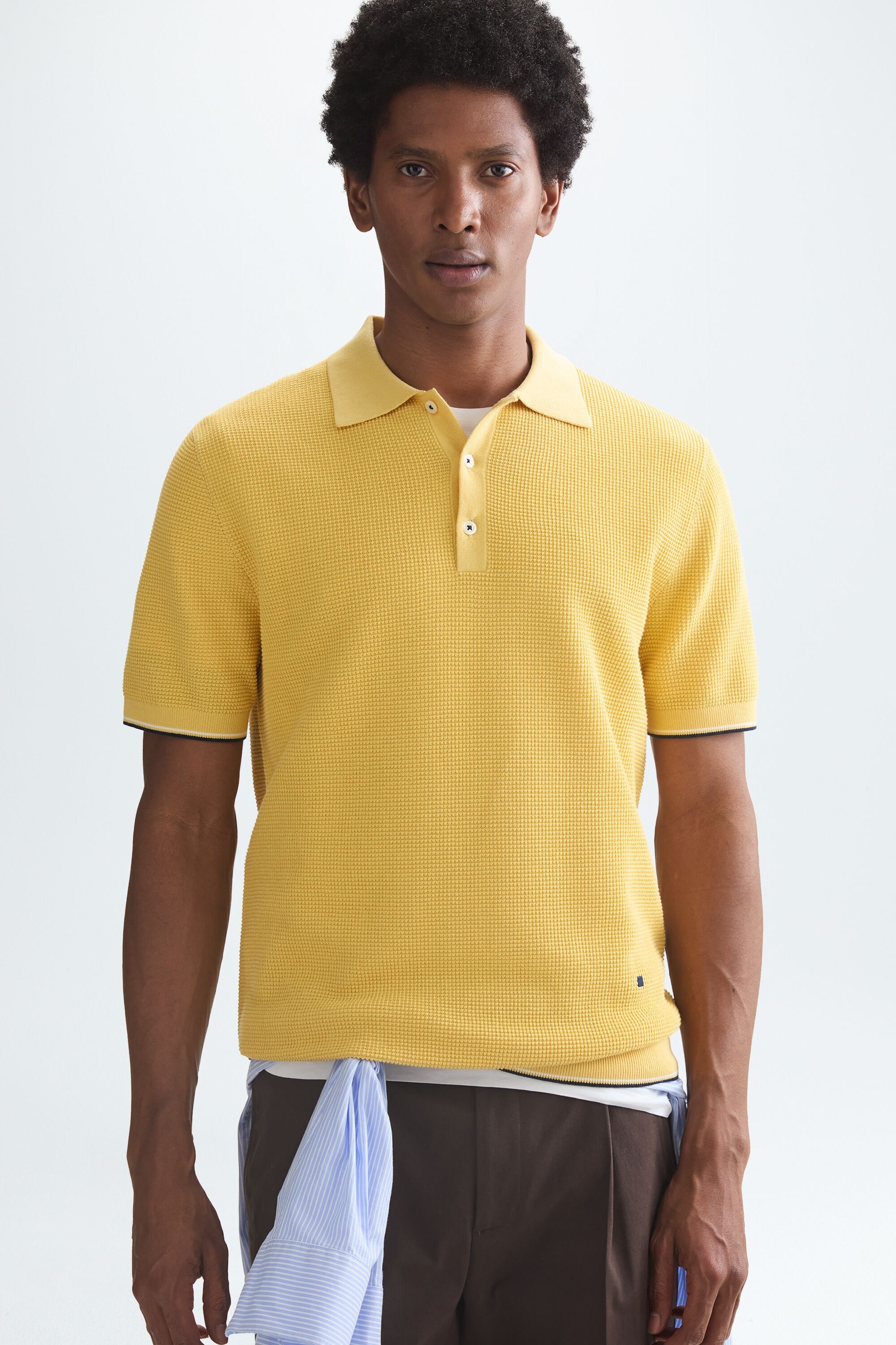 Textured knit polo shirt