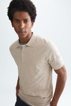Gassed cotton knit polo shirt