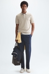 Gassed cotton knit polo shirt