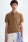 Gassed cotton knit polo shirt