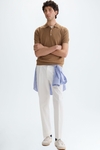 Gassed cotton knit polo shirt