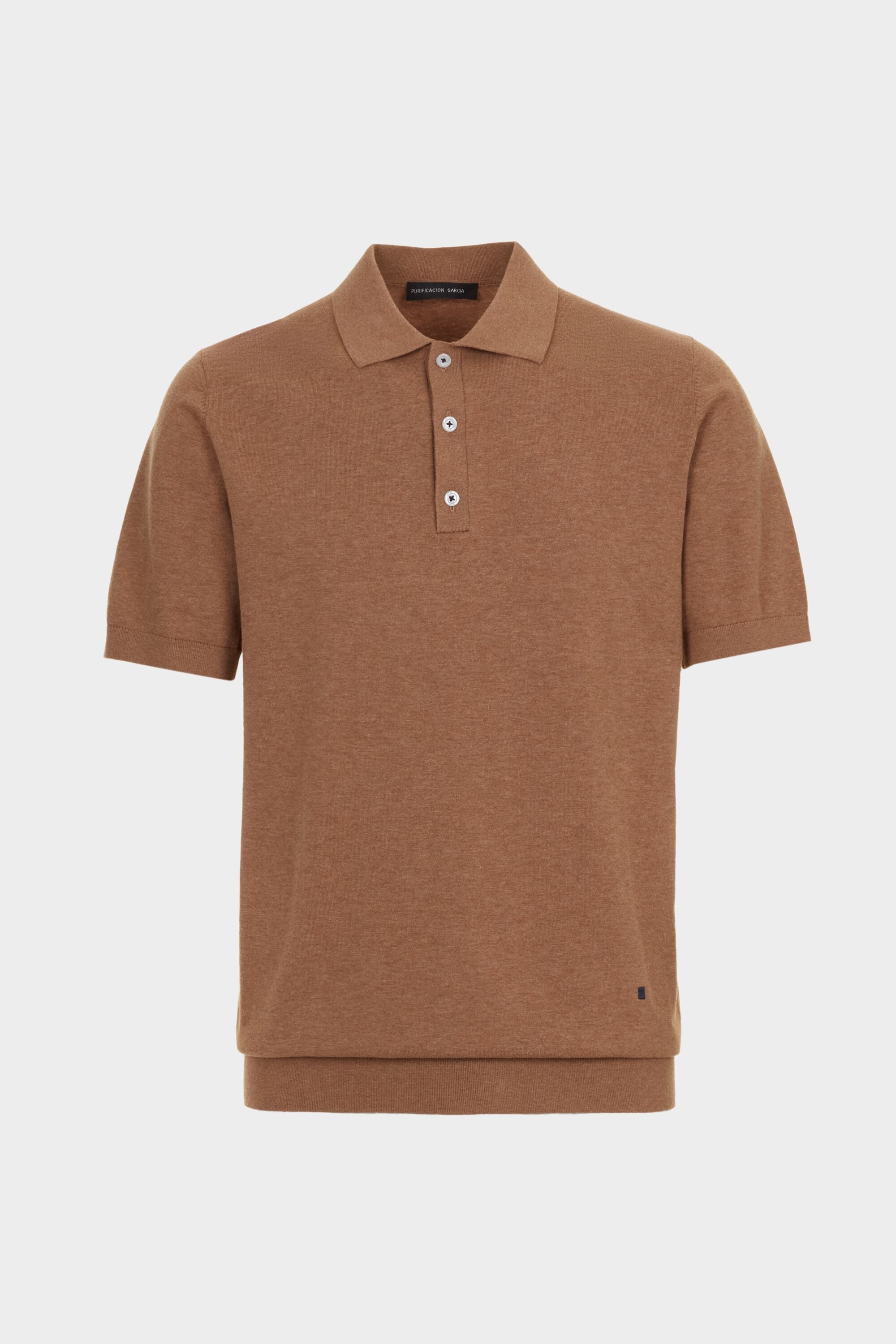 Gassed cotton knit polo shirt camel - Purificacion Garcia United