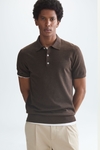 Gassed cotton knit polo shirt